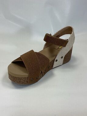Women's Brown Platform Wedge Sandal with Adjustable Ankle Strap